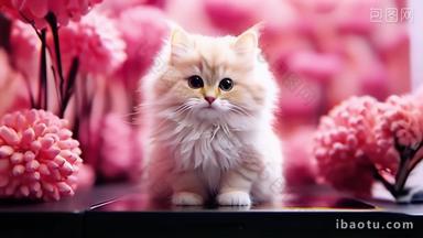 粉色哺乳动物猫科小猫猫萌宠